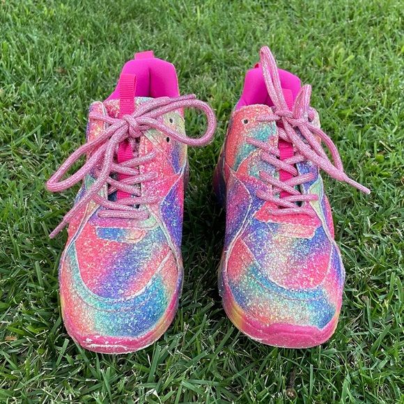 Girls Steve Madden Glitter Colorful Sneaker 3 - Picture 3 of 8